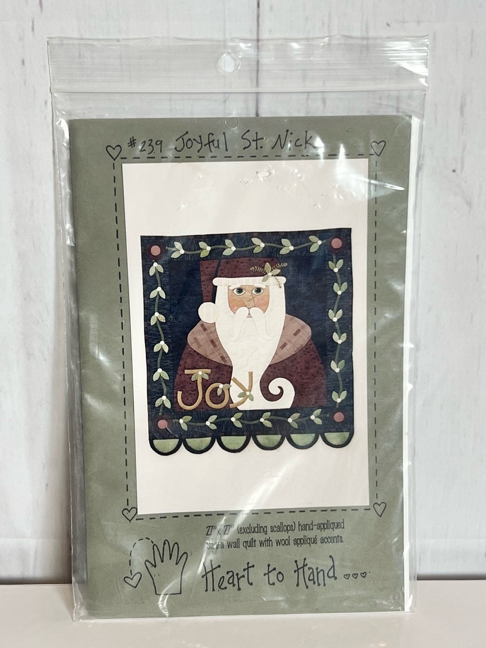 Heart to Hand Joyful St. Nick Christmas Quilt Wool Applique Pattern Vintage